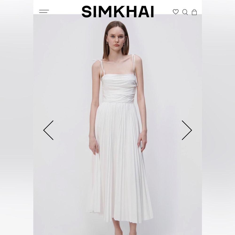 Jonathan Simkhai The Caroline Pleated Midi Dress Size 2
